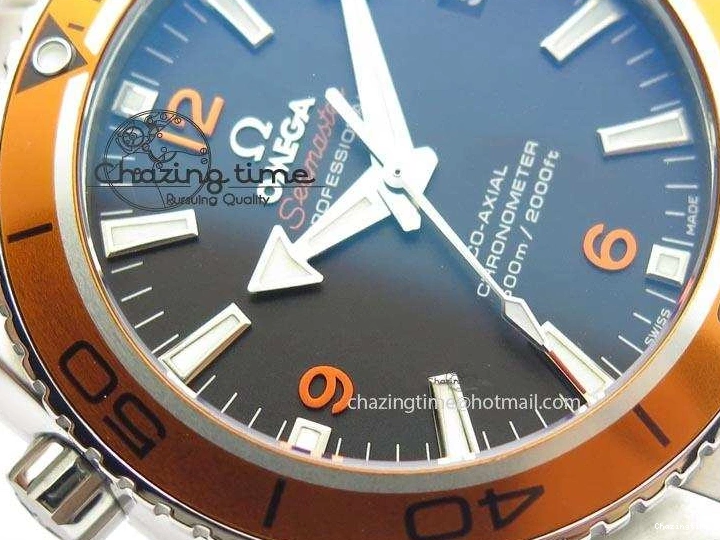 0820 FlexibleFit Planet Ocean SS Bp Maker 45mm Orange Bezel On SS Bracelet A 8216